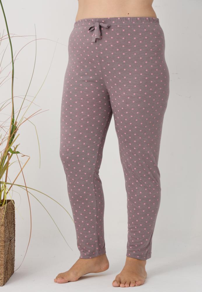 Pantaloni de Pijama Dama Lungi,Big Size,Culoare Gri Inchis cu Roz, Engros